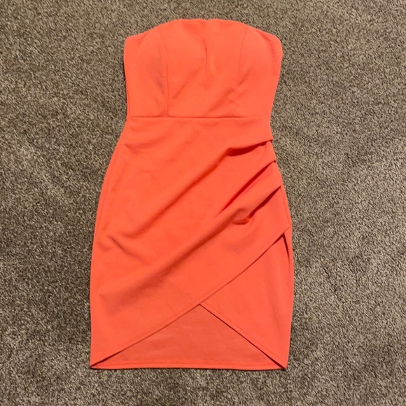 Charlotte Russe Dresses & Skirts - Faux Wrap Mini Dress (Coral)